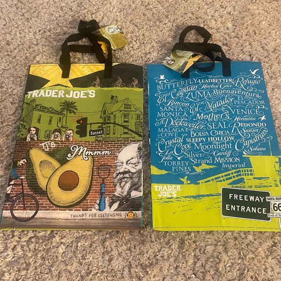 Trader Joe'S Handbags - Trader Joe’s Reusable Grocery Bags Lot Of 2 California Avocado NWT